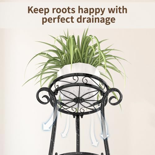LASZOLA 3 Tiers Metal Corner Plant Flower Stand Tall Indoor Outdoor, Black - Image 6