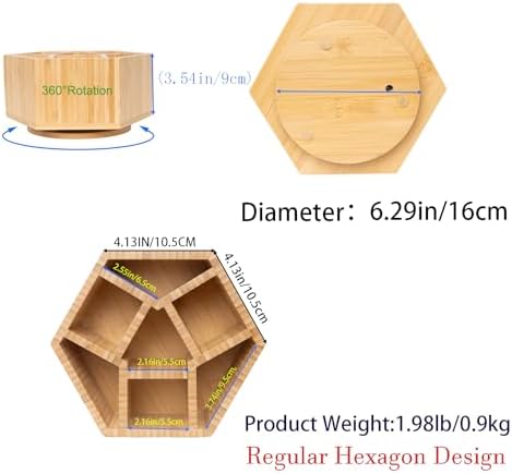 360° Rotating Bamboo Desk Organizer Hexagon - Image 4
