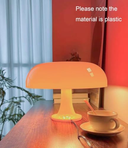 Orange Mushroom Lamp, Mid Century Modern Table Lamp for Bedroom, Minimalist Mushroom Decor Bedside Small Lamps, 2700K(Bulb Included, Plug Powered) - Image 2