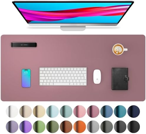 Aothia Leather Desk Pad Protector, Mouse Pad, Office Desk Mat, 31.5" x 15.7" Non-Slip PU Leather Desk Blotter, Laptop Desk Pad, Waterproof Desk Writing Pad for Office and Home (Dark Pink) by AothiaSimpleNaturalUnique