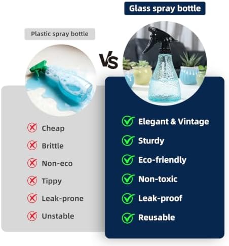 Glass Plant Mister Spray Bottle, Ultra Fine Mist Water Sprayer Bottle 13oz - Image 4