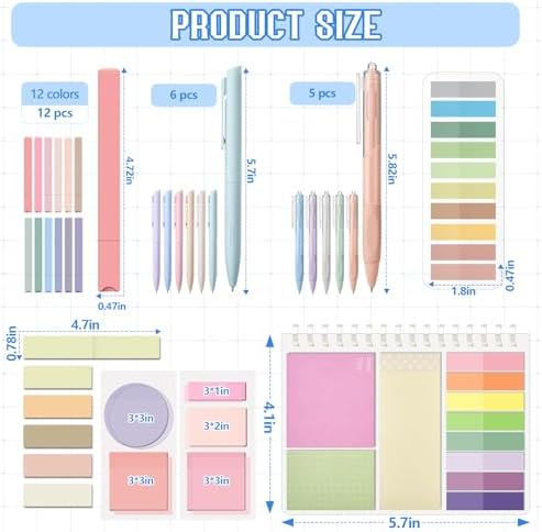 Jutom 41 Pcs Aesthetic Book Annotation Kit with Pencil Bag Bible Journaling Kit Notebook Sticky Note Tab Highlighter Black Ink Pen Page Marker School Office Supplies Bible Lover Gift (Black) - Image 4