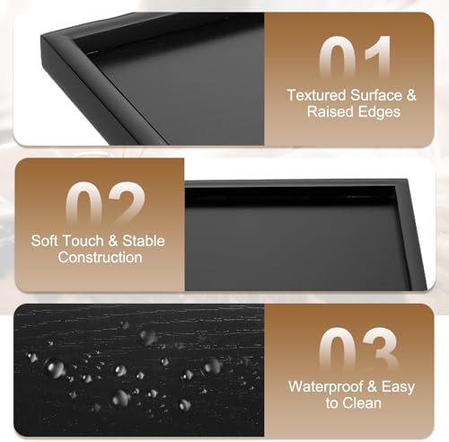 Wooden Serving Tray Rectangular Wood Serving Tray Decorative Platter, 13.8x9.5 Inch Fit for Home Decor Kitchen Coffee Table Candle Holder, (Black) - Image 3