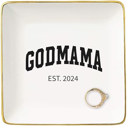 NZY Godmother Appreciated Gift,Godmother 2024 Keepsake-Thank You Present from Godchild,Birthday Thanksgiving Christmas Gifts-Jewelry Tray Trinket Holder Ring Dish by NZY