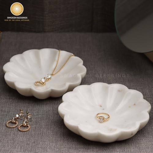 SWADESHI BLESSINGS HandMade Marble Jewelry Tray, Trinket Dish, Catch-all,5" - Image 4