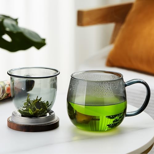 17 OZ Glass Tea Cup with Infuser and Lid, 500 ML Large Borosilicate Teacup, Clear Mug for Loose Leaf Tea, Blooming Tea, Tea Bags - Perfect Christmas or Birthday Gift for Women - Image 5