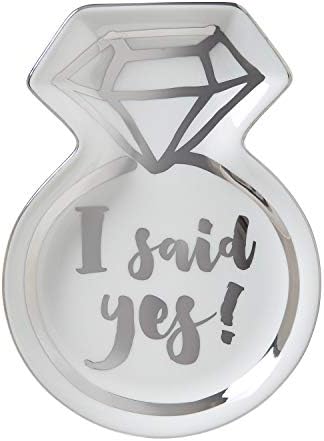 Creative Brands Slant Collections - Ceramic Shaped Trinket Tray, 4 x 5.8-Inches, Wedding Ring by SlantCollections