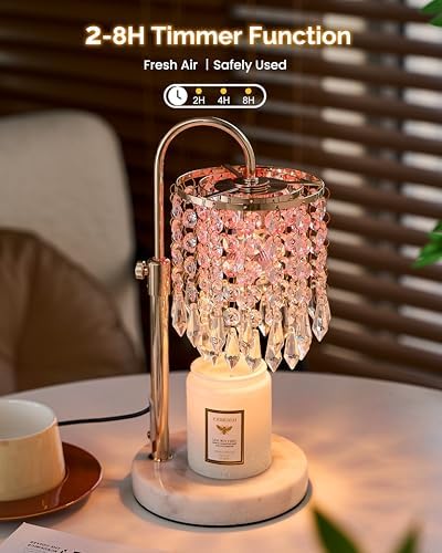 Candle Warmer Lamp with Timer Dimmer and 3 Bulbs, Candle Lamp Warmer with RGB Mode for Adjustable Height, Crystal Candle Lamp for Jar Candles, House Warming Gifts Home Room Decor, French Gold - Image 5