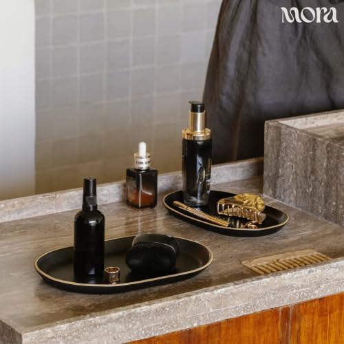 Mora Ceramic Decorative Tray - 10.6in Dish for Jewelry, Soap Dispenser, Perfume, Makeup, Accessories, Candle, in the Bathroom Vanity, Bedside, or Kitchen Counter. Cute Organizers - Night - Image 5