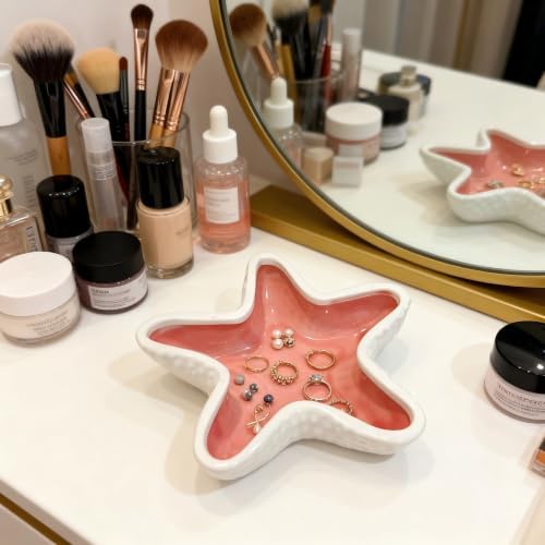 Starfish Shape Ceramic Jewelry Tray, Ocean-themed Decorative Trinket Dish, Suitable for Mother Friend Sister, Gifts for Women, Home Decor Trinket Dish (Pink Starfish) - Image 6