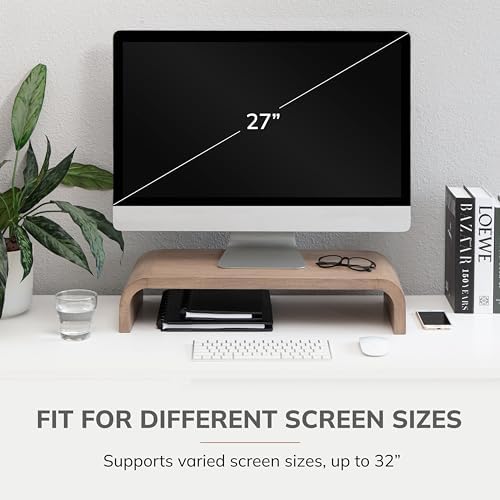 Anji Mountain Monitor Stand for Desk - Desktop Organizer & Laptop Riser, Ergonomic Monitor Riser, Space-Saving, Durable, Easy Assembly & Ideal for Home & Office, Biscotti, Classic - Image 5