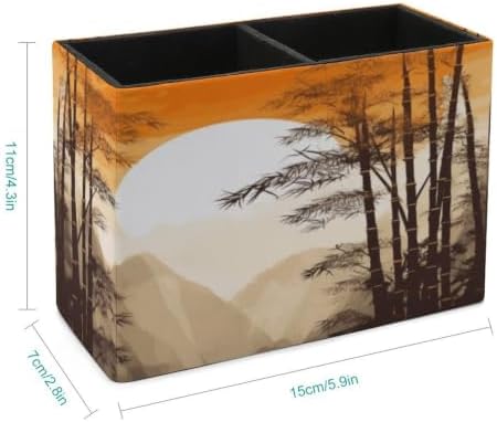 Japanese Bamboo Trees Desk Organizer Pen Holder with 2 Slots - Image 2