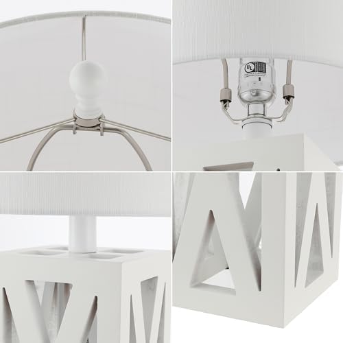 JONATHAN Y Stewart Rustic Wood Bedside Table Lamp 21.5", White, Set of 2 - Image 5