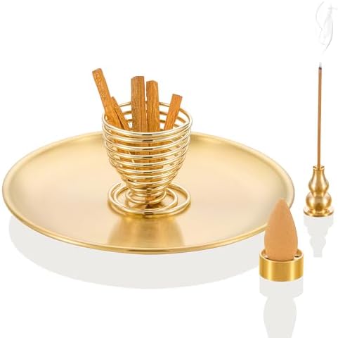 4 in 1 Brass Gourd Incense Burner Sticks Cones Coils Ash Catcher Home Decor - Image 5