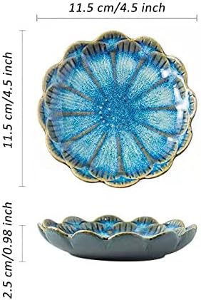 Ceramic Jewelry Tray Set of 2, 4.5'' Reactive Glaze Flower Trinket Dishes - Image 2