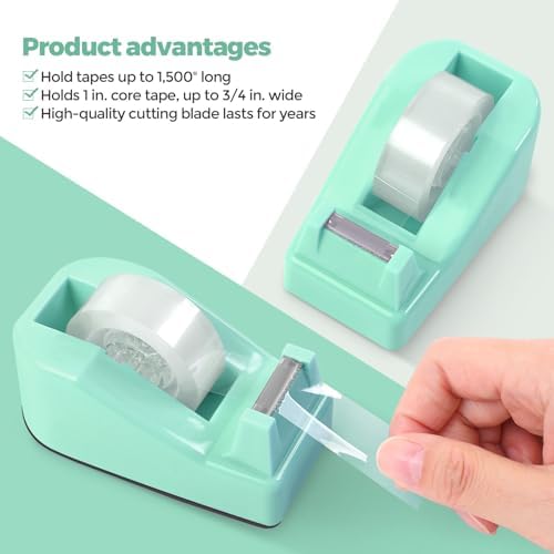 SKYDUE Teal Office Supplies Set, Office Desk Accessories 10Pcs, Pencil Holder for Desk, Stapler, Tape Dispenser, Scissors, Clips and 1000pcs Staples, School Supplies for Teacher - Image 6