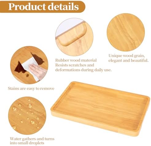 Wooden Candle Tray Holder 11 * 6.5 * 0.8 Inch Rectangular Decorative Serving Trays for Coffee Table Centerpiece Home Decor Wood Table Tray for Kitchen Counter with Beads Decor and 2 Coasters - Image 2