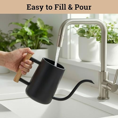 Metal Small Indoor Watering Can with Long Spout & Real Wood Handle, 35oz - Image 4