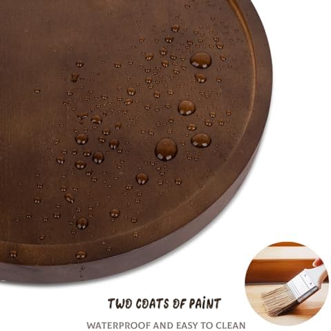Round Decorative Tray Farmhouse Kitchen Decor Soap Dish, 9" Walnut - Image 5