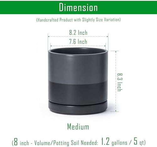 D'vine Dev 8 Inch Ceramic Planter Pot, Slate, 94-O-D-5 - Image 3