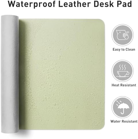 Aothia Leather Desk Pad Protector, Office Mat, Large Mouse Pad, Non-Slip PU Leather Blotter, Laptop Desk Pad, Waterproof Writing Pad for Office and Home (Grass Green, 31.5" x 15.7") - Image 5