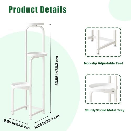 INGIORDAR Plant Stand Indoor Outdoor Corner Tiered Plant Shelf 3 Tier Metal - Image 4