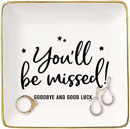 Topthink Leaving or Going Away Gift for Colleague Coworker Boss - Goodbye Retirement New Job Farewell Gift-Ceramic Jewelry Holder Ring Dish Trinket Tray -You Will Be Missed by Topthink