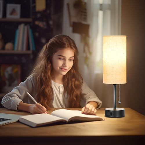Bedside Table Lamp for Bedroom,Small Lamps for Night stands with Pull Chain - Image 5