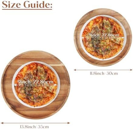 YANGQIHOME 11.8 inches Round Wood Tray, Wooden Serving Tray, Acacia Plates, Appetizer Charcuterie Board, Tray Organizer for Kitchen/Countertop, 11.8 x 11.8 x 0.8 inch - Image 3