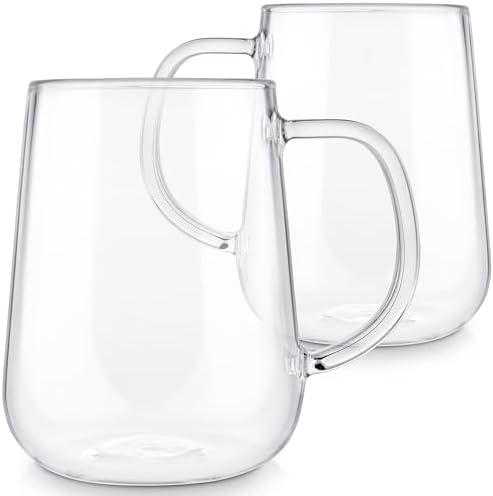 Teabloom Set of 2 Premium Borosilicate Glass Mugs for Tea or Coffee - 12 Ounces / 350 ml - Stain-free and Microwave Safe - Image 3