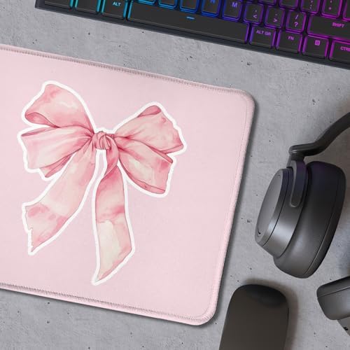Coquette Pink Bow Aesthetic Mouse Pad, Cute Preppy Girly Pink Bow Mouse Pads for Wireless Mouse Computers Laptop Desk Accessories, Coquette Girly Office Supplies, 9.5x7.9 Inch - Image 5