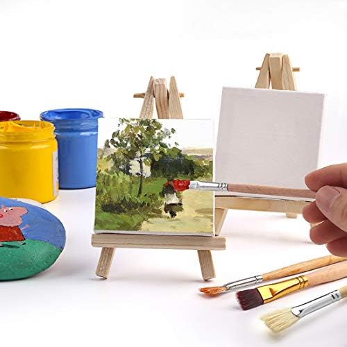 Tosnail 12 Packs Mini Canvas and Easel Set, Art Easel Stand with Canvas Set Tabletop Wooden Display Stand and Canvas Panels for Artist, Students, Adults, Kids Painting - Image 6