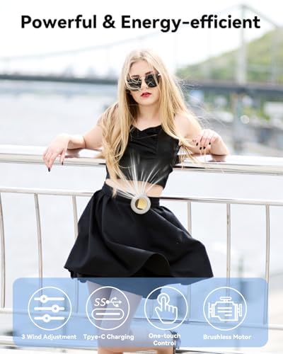 Portable Silent Mini Bladeless Fan Clip On, Small Fan Clip on for Shirt & Waist, Adjustable 3-Speed Suspended Whirlwind Fans, For Outdoor & Travel & Office, Travel Accessories, Gift - Image 5