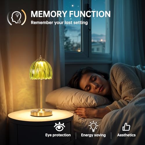 Shenmoyl Small TulipTable Lamp, 3 Color Temperatures, Table Lamps for Living Room, Bedroom, Nightstand (Green Tulip) - Image 4