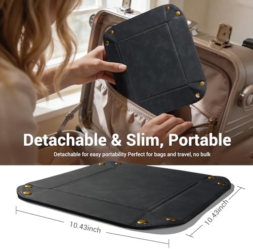 CoBak Leather Valet Tray, PU Leather Catch-All Tray for Entryway,Black - Image 6