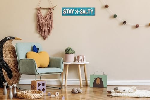 AWISZZZ Stay Salty Metal Tin Signs Summer Beach Decorations for Home Starfish Decor Beach Theme House Room Bedroom Bathroom Decor Sign for Classroom 4x16 In - Image 6