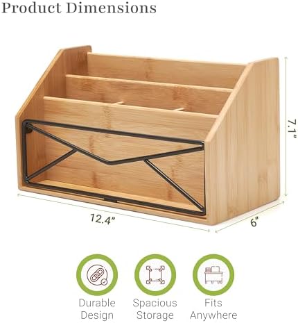Prosumer's Choice Bamboo Desk Organizer for Office and Home – Natural Bamboo Mail Organizer for Countertop - Wooden Desktop Organizer for Mail, Files, Letters, and Tabletop Storage - Image 3