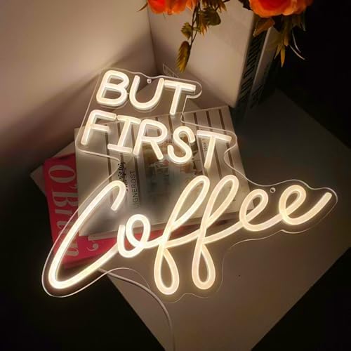 Coffee Bar Signs for Home Kitchen Cafe Corner Shop Decor LED Dimmable But First Coffee Light up Neon Light Signs 5V USB Powered with Hanging Chain,Gifts for Birthday Shop Open(B-Warm White) - Image 4