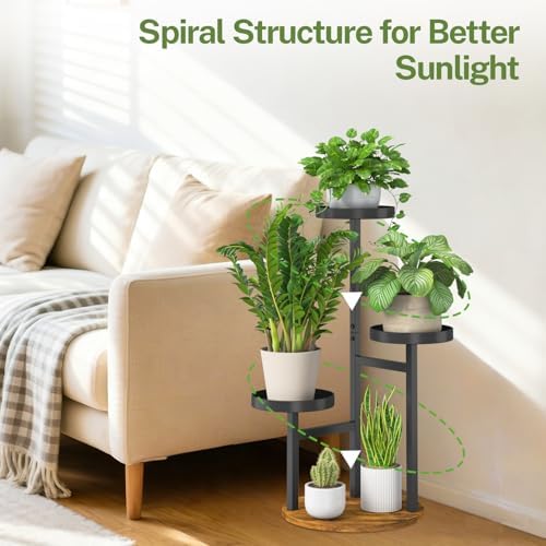 iDavosic.ly 3 Tier Plant Stand Indoor, Corner Tiered Holder Shelf, Brown - Image 6