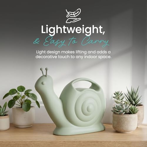 Union Products Snail Watering Can with Built-in Handle, 1.8L Capacity, Light Green - Ideal for Houseplants, Herbs, and Small Garden Beds - Image 4