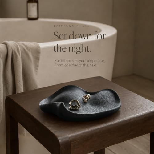 Ceramic Jewelry Dish, 6.3 in, Organic Shape, Charcoal Black - Image 7