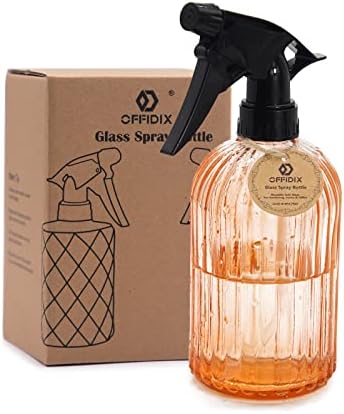 OFFIDIX Glass Watering Can, Handheld Spray Bottles, 0.4L/13.5oz Watering Spray Bottle with Adjustable Nozzle for for Indoor and Outdoor Gardening and Home Cleaning (Orange) by Offidix