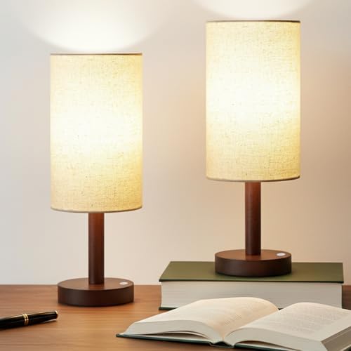 LALISU Cordless Table Lamp, 3 Color Portable Battery Lamp Wood Base 2Pcs - Image 7