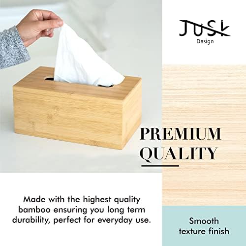 JUSK Design Tissue Box Holder, Modern, Minimalist, and Durable Wooden Bamboo Tissue Box with Sliding Bottom, Easy-Refill Premium-Quality Bamboo Tissue Box Cover, Fits 184-Count Box, Rectangular - Image 3