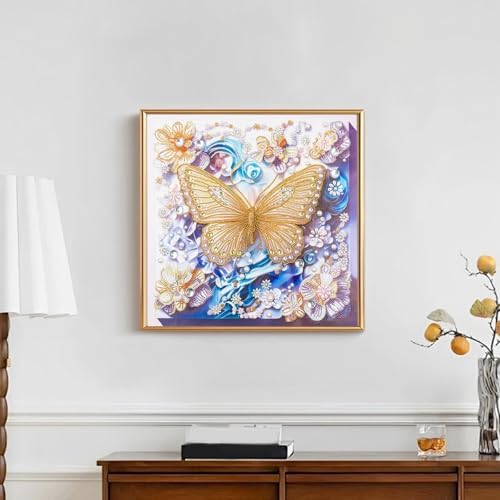 DIAMONDOUBLE Butterfly Diamond Painting Kit for Adults, High End 5D Partial Drill Special Shape Diamond Art on Velvet Canvas, DIY Diamond Puzzles Kit for Beginners Craft Wall Decor 18x18 in - Image 2