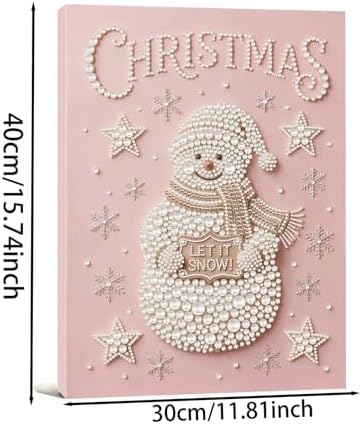 DIY Pearl Painting with Frame Christmas Creative Design Handmade Healing Home Wall Decoration Tools Included-Snowman - Image 7