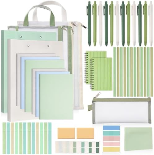 Colarr 54 Pcs Aesthetic College School Supplies Back to School Set,Green by Colarr