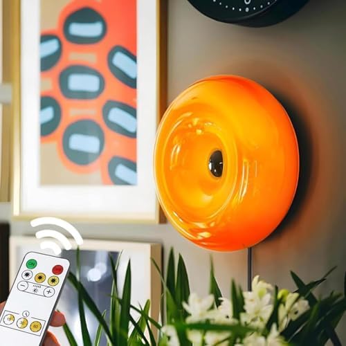 Bofea-Modern Orange Donut Lamp,Plug-in Bedside Lamp Or Plug-in Wall Sconces,Mid Century Modern Decor Wall Mount Lamps,Creative Orange Light for Living Room,Reading Room,Hallway Ambient Lighting by BOFEA