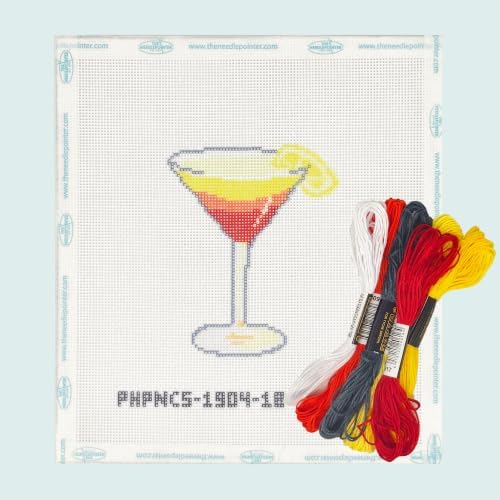 Howie's Needlepoint Drink Needlepoint Kits for Adults & Beginners, 18 Mesh Printed Needlepoint Canvas, Stamped Patterns Canvas Starter Kits(Tequila Sunrise,4"x 3") by HowiesNeedlepoint