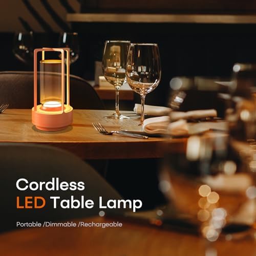 Rechargeable Cordless Small Metal Table Lamp, Stepless Dimming, 3-Color - Image 3